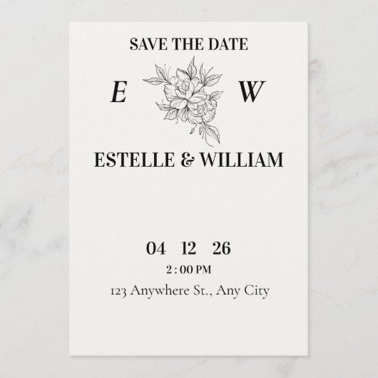 Art Deco Wedding Save the Date Card  (Vorderseite)
