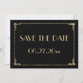 Art Deco Wedding Save the Date Card Gold Foil (Vorderseite)