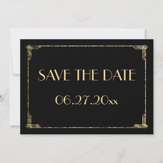 Art Deco Wedding Save the Date Card Gold Foil (Vorderseite)