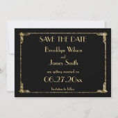 Art Deco Wedding Save the Date Card Gold Foil (Rückseite)