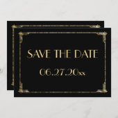 Art Deco Wedding Save the Date Card Gold Foil (Vorne/Hinten)