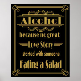 Art Deco Wedding Schild "Alcohol Print