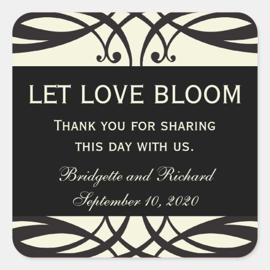 Art Deco Wedding Seed Packet Labels Quadratischer Aufkleber (Vorderseite)