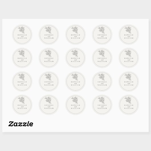 Art Deco Wedding Small Round Sticker | Elegant  (Blatt)