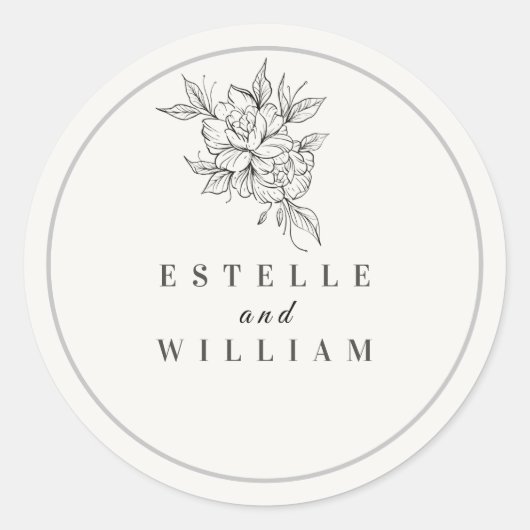 Art Deco Wedding Small Round Sticker | Elegant  (Vorderseite)