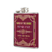 Art Deco Wedding Vater der Braut Gold Burgund Flachmann (Links)