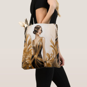 Art Deco Weiblich überall auf Printverpackung Tasche