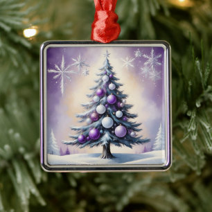 Art Deco Weihnachten Lila und Silver Haze Ornament Aus Metall