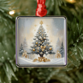 Art Deco Weihnachten Luxuriöse Gold Bows und Gesch Ornament Aus Metall