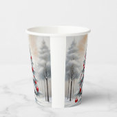 Art Deco Weihnachten Rote Ornamente Winter Pappbecher (Links)