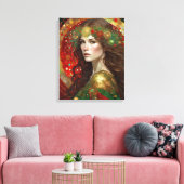 Art Deco Weihnachten Spiegelbild einer Frau Leinwanddruck (Insitu (Wohnzimmer))