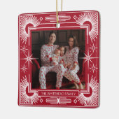 Art Deco Weihnachten Weihnachtsfeiertag Rot Keramikornament (Links)