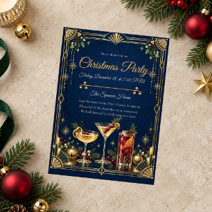 Art Deco Weihnachts-Cocktailparty Einladung