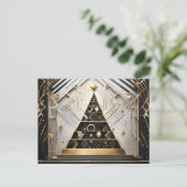 Art Deco Weihnachtsbaum Postkarte (Stehend Vorderseite)