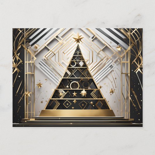 Art Deco Weihnachtsbaum Postkarte (Vorderseite)