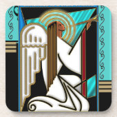Art Deco Weihnachtsengel (Keramikfliese) Getränkeuntersetzer (Vorderseite)