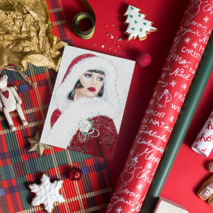 Art Deco Weihnachtsfeiertag Retro-Dame Nachricht h Feiertagskarte