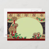 Art Deco Weihnachtskerzen Feiertagspostkarte (Vorne/Hinten)