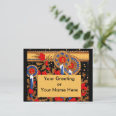 Art Deco Weihnachtskerzen und Holly Feiertagspostkarte (Stehend Vorderseite)