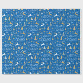 Art Deco Weihnachtsmann Reindei Individuelle Name  Geschenkpapier (Flach)