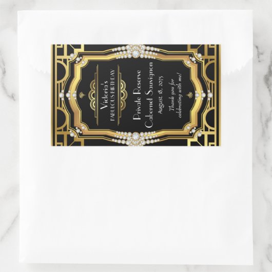 Art Deco Weinflaschen Rechteckiger Aufkleber (Tasche)