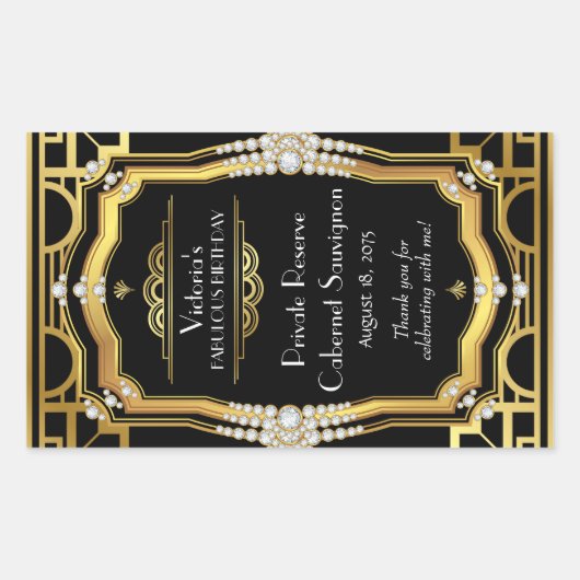 Art Deco Weinflaschen Rechteckiger Aufkleber (Vorderseite)