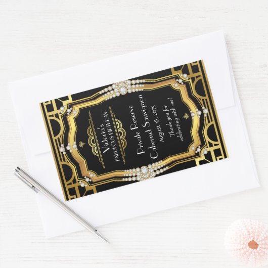 Art Deco Weinflaschen Rechteckiger Aufkleber (Umschlag)