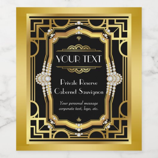 Art Deco Weinflaschen Weinetikett (Einzelnes Label)