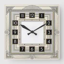 Art Deco Weiß Quadratische Wanduhr