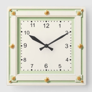 Art Deco Weiß und Minze Quadratische Wanduhr