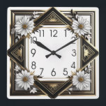 Art Deco weiße Blume Quadratische Wanduhr<br><div class="desc">Großartiges Uhrendesign. Du wirst es wie andere Liebe bekommen. Sie können dieses Design auch für andere Produkte verwenden,  die Sie mögen,  oder Ihren Text anpassen und hinzufügen. Folgen Sie mir für mehr. Vielen Dank. Ich wünsche Ihnen einen schönen Tag.</div>