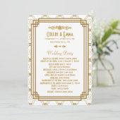 Art Deco Weiße Hochzeitsprogramme Programm (Stehend Vorderseite)
