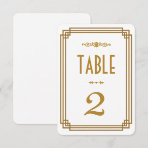 Art Deco Weiße Hochzeitstischnummern Einladung