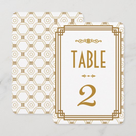 Art Deco Weiße Hochzeitstischnummern Einladung (Vorne/Hinten)