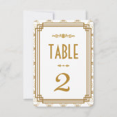 Art Deco Weiße Hochzeitstischnummern Einladung (Vorderseite)