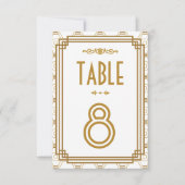 Art Deco Weiße Hochzeitstischnummern Einladung (Vorderseite)