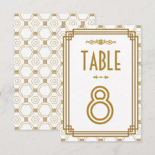 Art Deco Weiße Hochzeitstischnummern Einladung