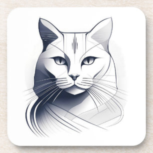 Art Deco Weiße Katzenuntersetzer-Set Getränkeuntersetzer