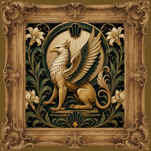 ART DECO WEISSER GREIF KERAMIKFLIESE