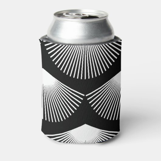 Art Deco Weißer Lüfter Schwarzes Muster Dosenkühler (Kanne Rückseite)