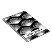 Art Deco Weißes Lüftermuster Schwarz personalisier Notizblock (Rechte Seite)