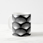 Art Deco Weißes Lüftermuster Schwarzer Hintergrund Kaffeetasse (Vorderseite Links)