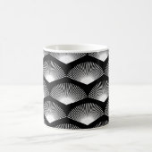 Art Deco Weißes Lüftermuster Schwarzer Hintergrund Kaffeetasse (Mittel)