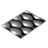 Art Deco Weißes Lüftermuster Schwarzer Hintergrund Notizblock (Linke Seite)