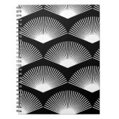 Art Deco Weißes Lüftermuster Schwarzer Hintergrund Notizblock (Vorderseite)