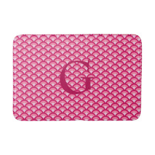 Art-Deco-Wellenmuster - Fuchsia und Korallen Badematte