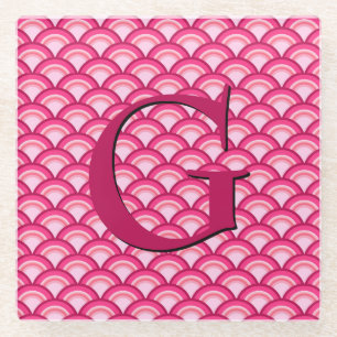 Art-Deco-Wellenmuster - Fuchsia und Korallen Glasuntersetzer
