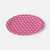 Art-Deco-Wellenmuster - Fuchsia und Korallen Pappteller (Schrägansicht)
