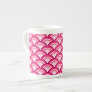 Art-Deco-Wellenmuster - Fuchsia und Korallen Porzellantasse