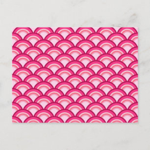 Art-Deco-Wellenmuster - Fuchsia und Korallen Postkarte